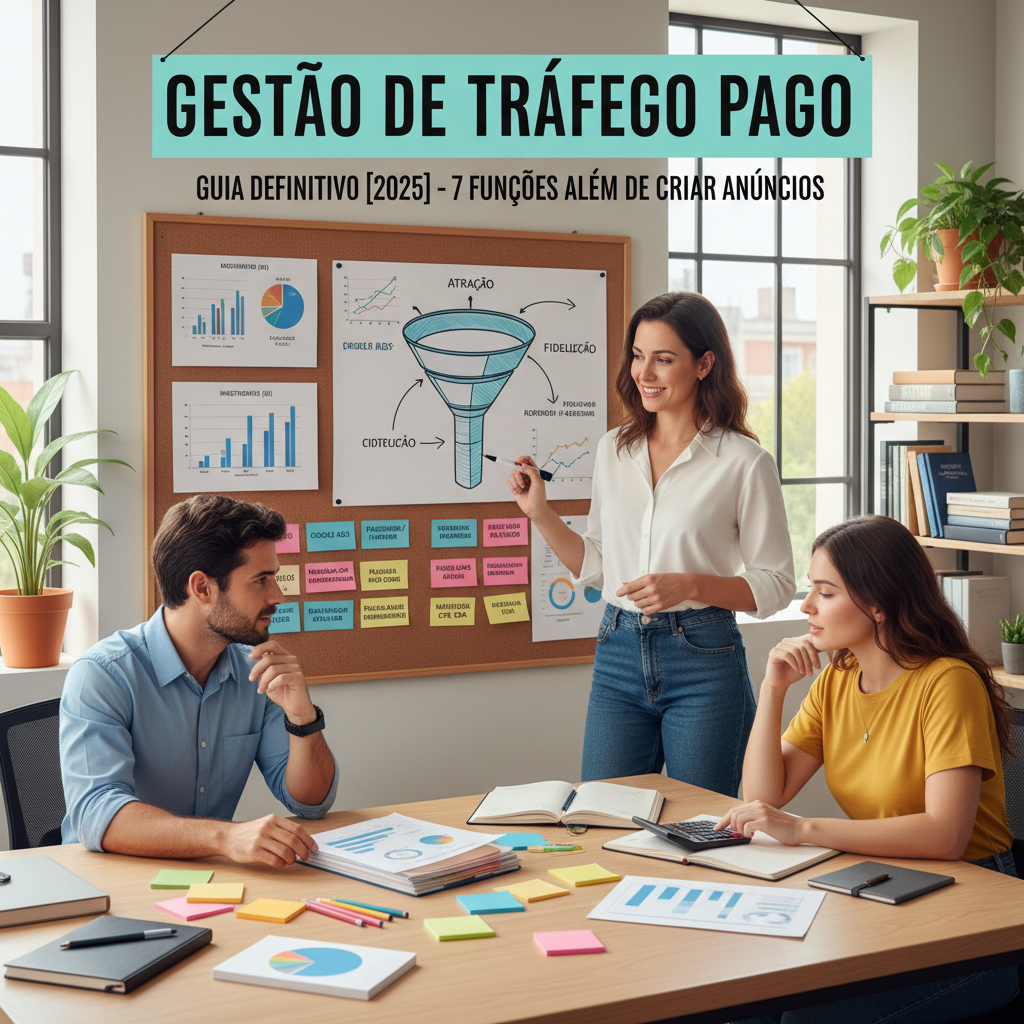 Profissional analisando múltiplas telas com dashboards de campanhas e métricas de desempenho de tráfego pago