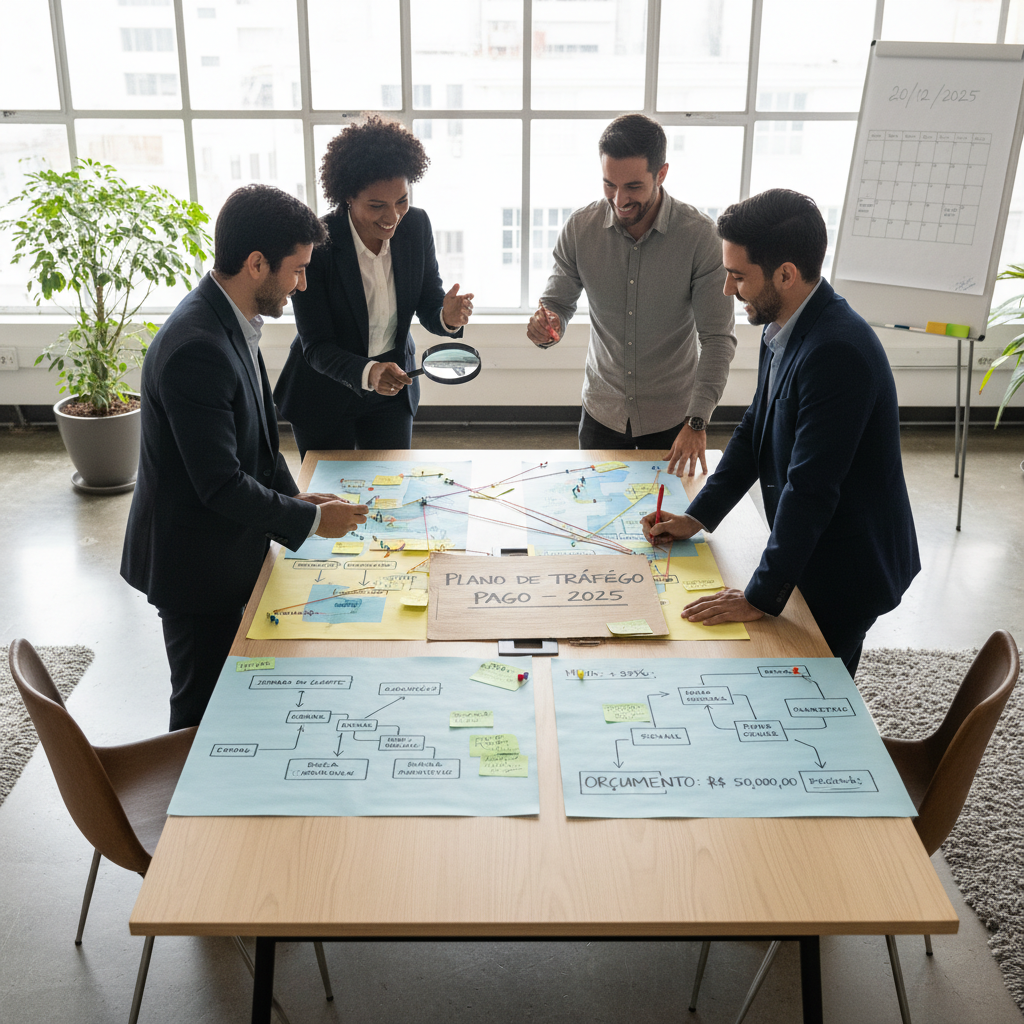 Gestor de tráfego pago analisando métricas e otimizando campanhas digitais para maximizar resultados