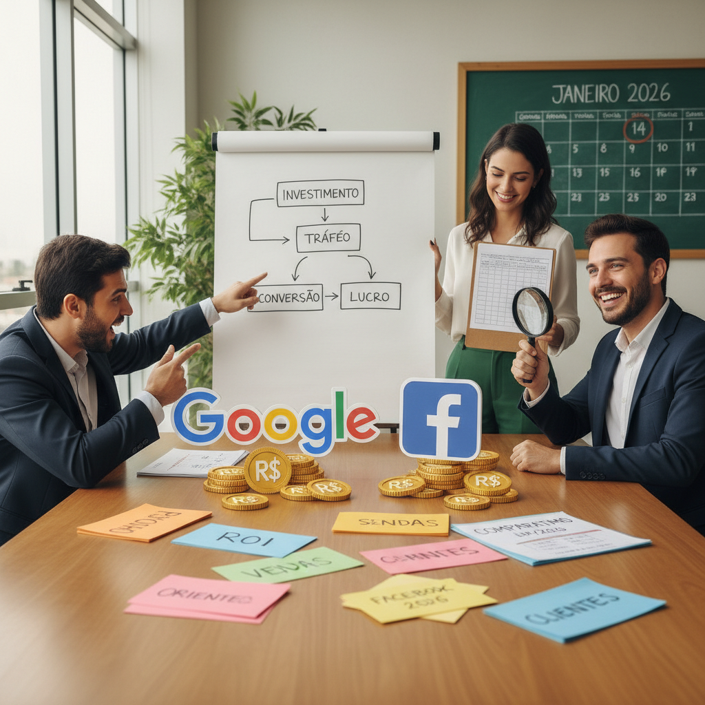 Comparação visual entre as plataformas Google Ads e Meta Ads para marketing digital