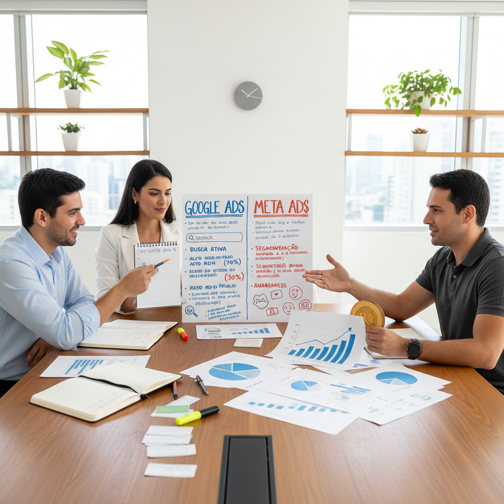 contratar gestor de trafego pago comparativo google ads e meta ads