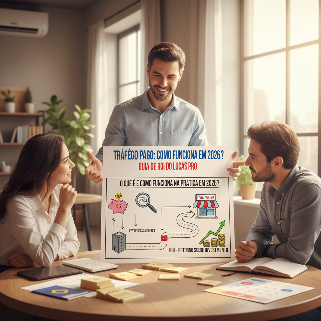 Infográfico explicando como funciona o tráfego pago e a jornada do usuário até a conversão