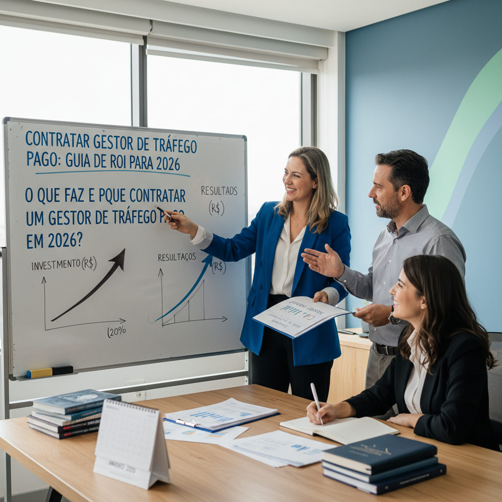 contratar gestor de trafego pago analisando métricas de conversão e ROI