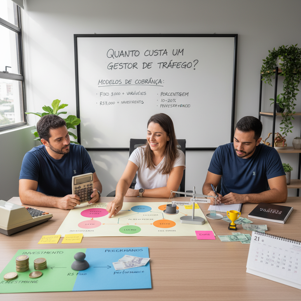 Modelos de cobrança de gestão de tráfego pago: fixo, porcentagem e performance
