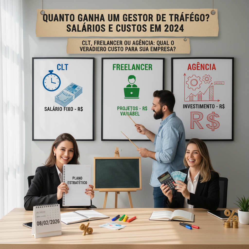 Comparativo de custos entre gestor de tráfego CLT, freelancer e agência especializada