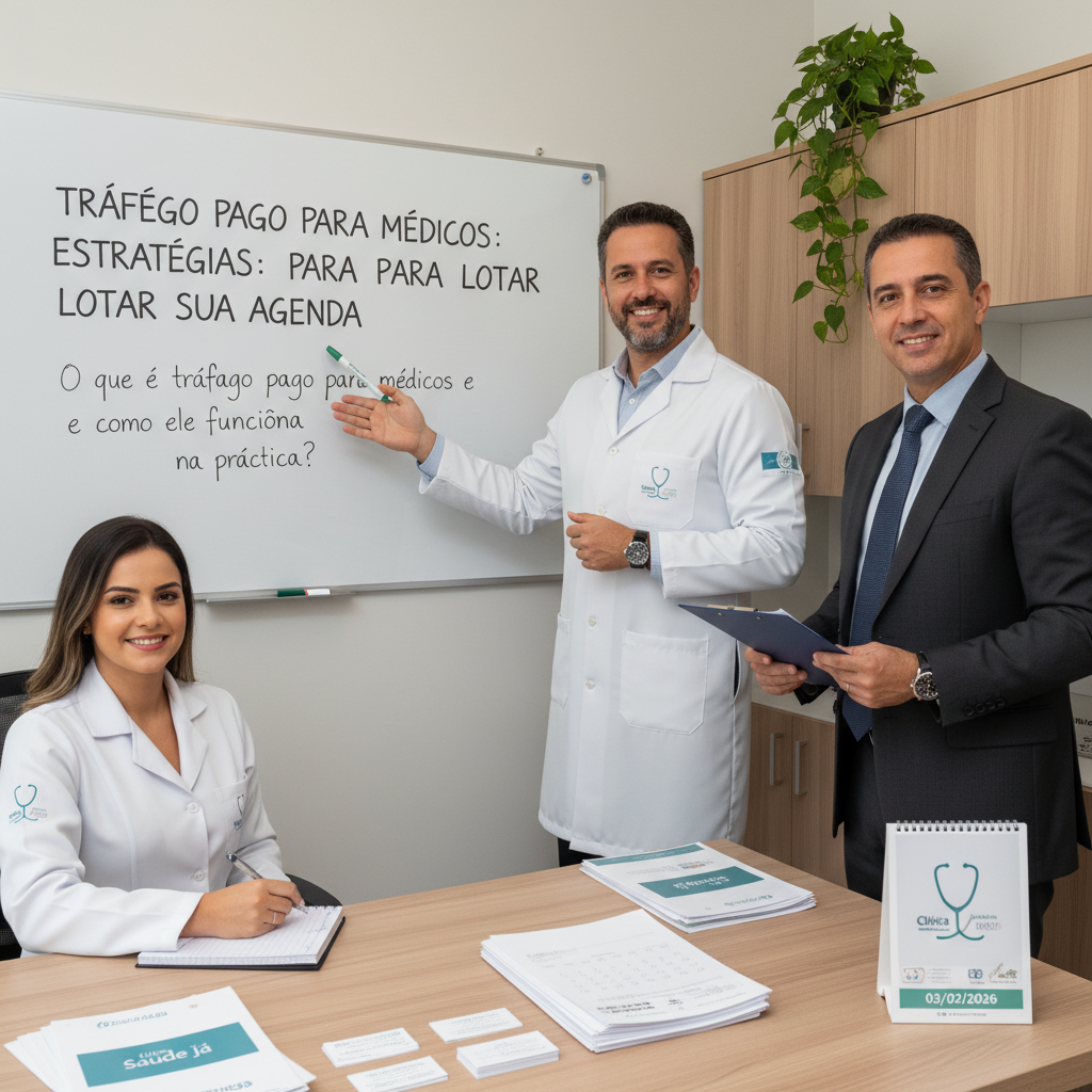 Estrategista de tráfego pago para médicos analisando métricas de crescimento e anúncios online