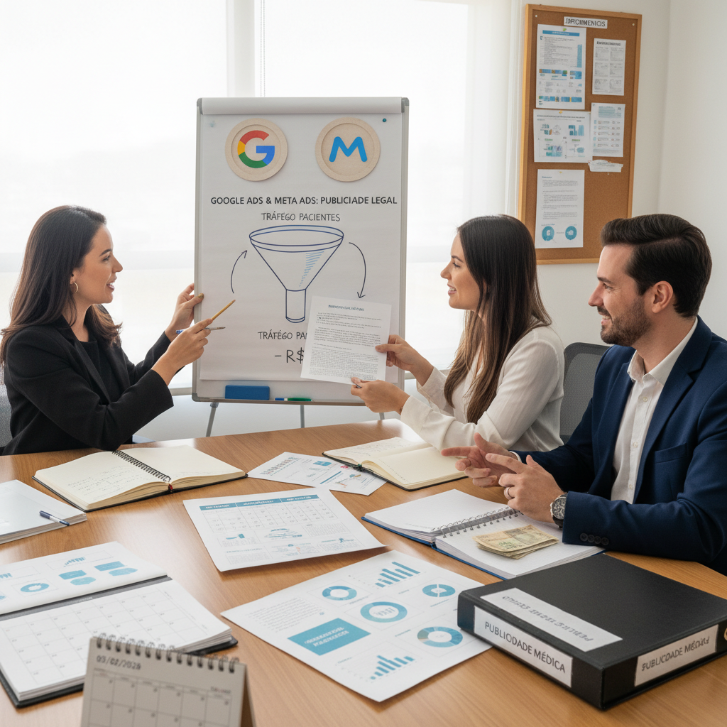 Médico analisando diretrizes do CFM para marketing médico ético e seguro