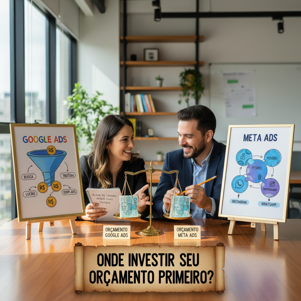 Comparativo entre Google Ads e Meta Ads para investimento em tráfego pago